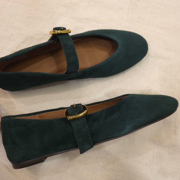 Madewell The Remy Mary Jane Suede Dark Green Flat - Size 7.5 (NU740) - Picture 4 of 7